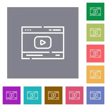 Video streaming outline square flat icons 스톡 일러스트