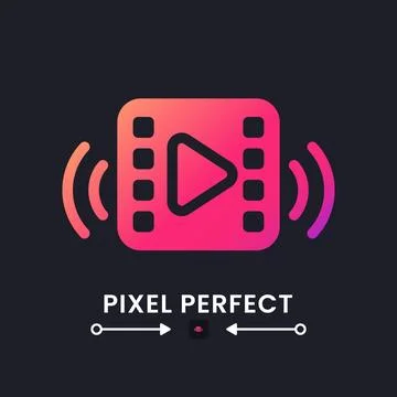 Video streaming pink solid gradient desktop icon on black 库存插图