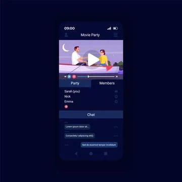 Video streaming platform app smartphone interface vector template Stock Illustration
