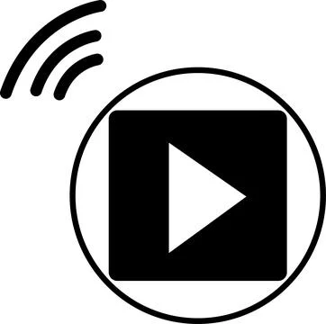 Video streaming play button shape, broadcasting icon Illustrazione stock