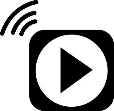 Video streaming play button shape, broadcasting icon Illustrazione stock