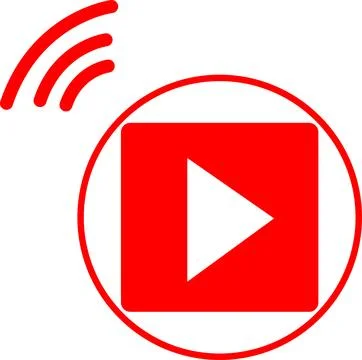 Video streaming play button shape, broadcasting icon Stock Illustration