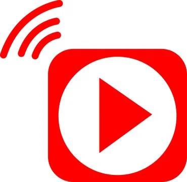 Video streaming play button shape, broadcasting icon Illustrazione stock