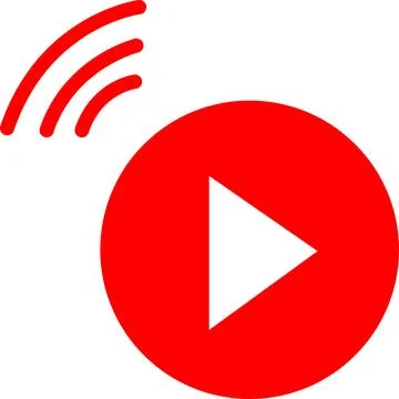 Video streaming play button shape, broadcasting icon Illustrazione stock