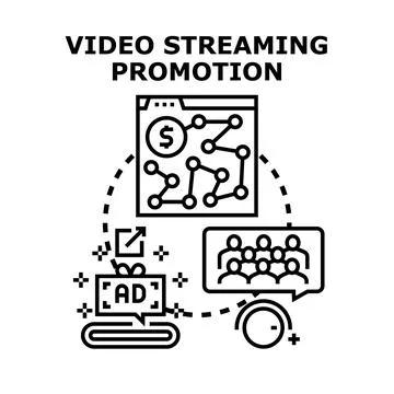 Video streaming promotion concept exploring digital marketing strategy Stock Illustration