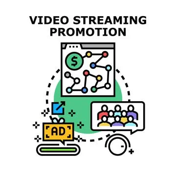 Video streaming promotion concept exploring digital marketing strategy Illustrazione stock