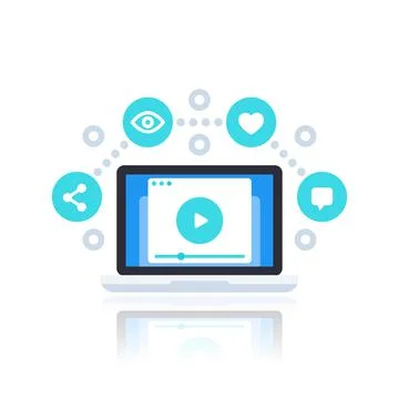Video streaming, vlog, video content vector illustration 스톡 일러스트