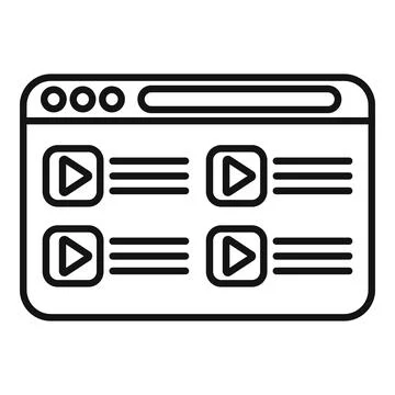 Video streaming website interface outline Stock Illustration