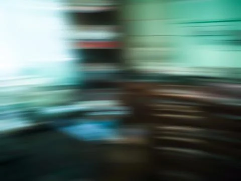 Video studio blurred bokeh background. Film studio interior blurred backgroun 스톡 사진