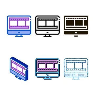 Video styleset temporary tape in computer icon vector outline Stockillustratie