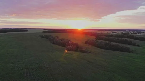 Video of sunset from the air. Stock Footage 112059936