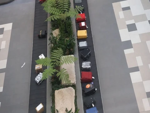 Video super wide angle view of luggage suitcase on the conveyor Stock Footage 95079696