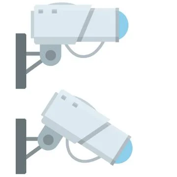 Video surveillance camera. Cartoon flat illustration. Fixation in the wall. Stockillustratie