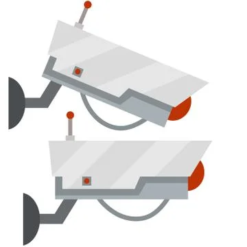 Video surveillance camera. Cartoon flat illustration. Fixation in the wall. 스톡 일러스트