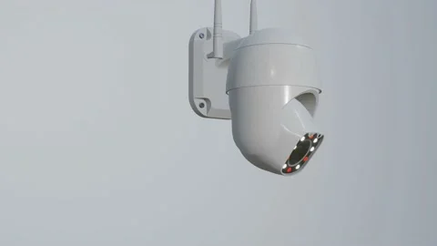 Video surveillance camera. CCTV - security system. PTZ camera.  Stock Footage 172155677