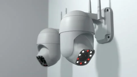 Video surveillance camera. CCTV - security system. PTZ camera.  Stock Footage 234516174
