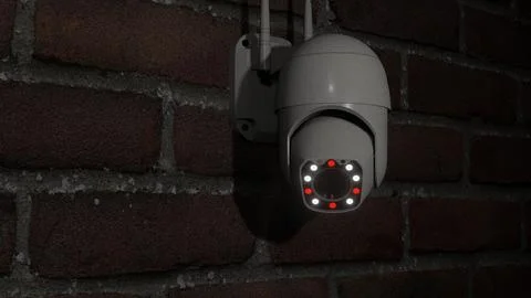 Video surveillance camera. CCTV - security system. PTZ camera. 3D render. 스톡 일러스트