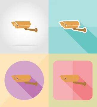 Video surveillance camera for design flat icons vector illustration Stockillustratie