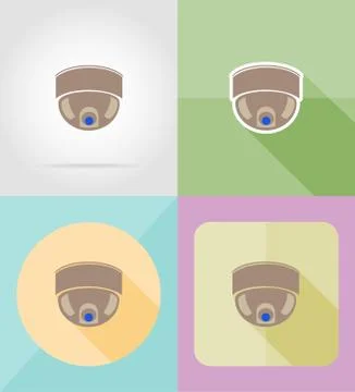 Video surveillance camera for design flat icons vector illustration Stockillustratie