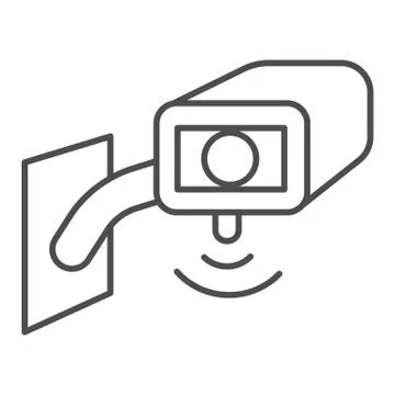 Video surveillance camera thin line icon, smart home symbol, Outdoor security Illustrazione stock