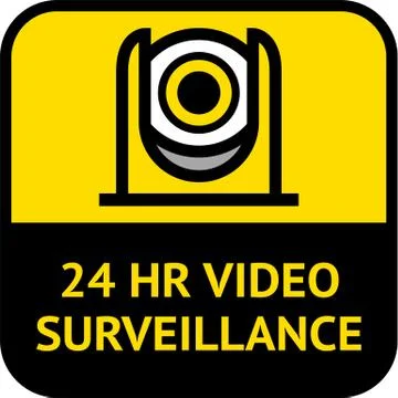 Video surveillance, cctv label square shape, vector illustration 스톡 일러스트