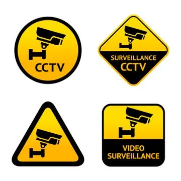 Video surveillance, set labels Stock Illustration