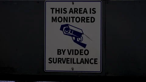 Video surveillance sign security camera. Stock Footage 316008472