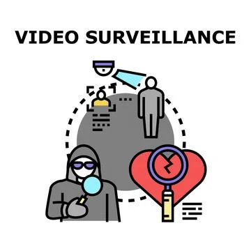 Video surveillance system detecting and monitoring people Stock Illustration