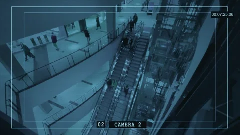 Video surveillance system's interface displays real-time footage from the camera Stock Footage 330123741