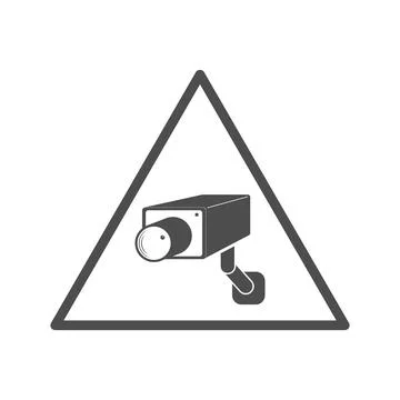 Video surveillance triangular icon. Video camera icon. Empty outline Illustrazione stock