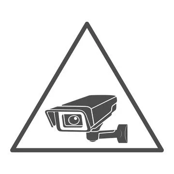 Video surveillance triangular icon. Video camera icon. Empty outline Stock Illustration