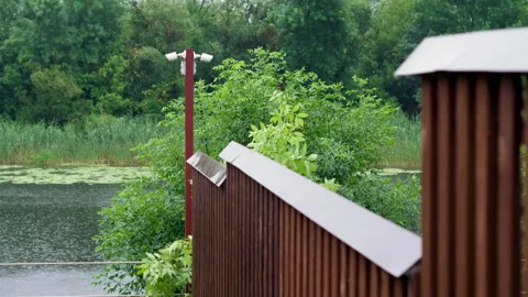 Video surveillance. Two security cameras in the pouring rain. 4K Video stock 132743814