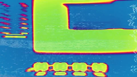 Video Tape Recorder with Timecode Display, Psychedelic Glitch Color Effects Video stock 307414366