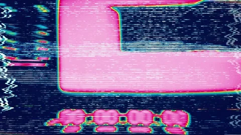 Video Tape Recorder with Timecode Display, Psychedelic Glitch Color Effects Stock Footage 307414373