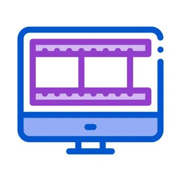 Video temporary tape in computer icon vector outline illustration Ilustración de archivo