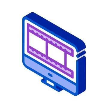 Video temporary tape in computer isometric icon vector illustration Stockillustratie