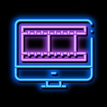 Video temporary tape in computer neon glow icon illustration Ilustración de archivo