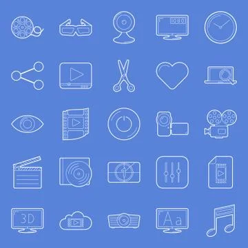 Video thin lines icons set Stock Illustration