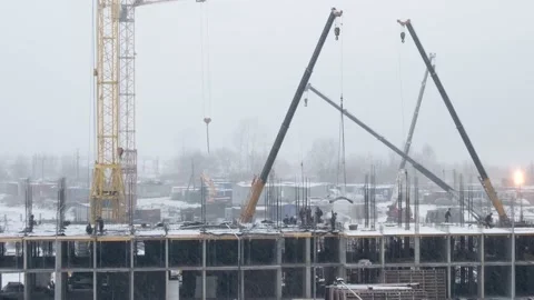 Video time-lapse construction of a multi-storey building 库存影片 165760795