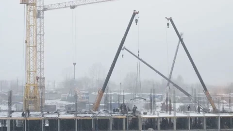 Video time-lapse construction of a multi-storey building Stock Footage 165867369