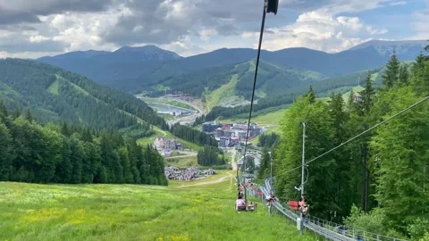 This is a video time lapse of the summer time red river NM chair lift in the Stock Footage 251999451