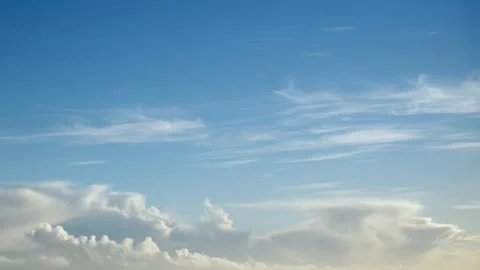 Video timelapse. light blue sky background with thin moving clouds copy space Stock Footage 241834252