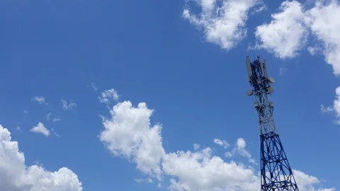 Video timelapse of technology station connection, tower signal or antenna tower Stock Footage 94606247