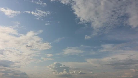 Video timelapse white clouds fly across the blue sky Stock Footage