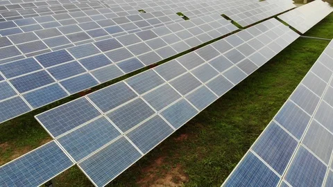 Video top view Aerial view of solar energy panels 스톡 동영상 109213348