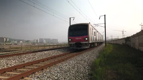 Video of a train passing over a track Stock Footage 130607563