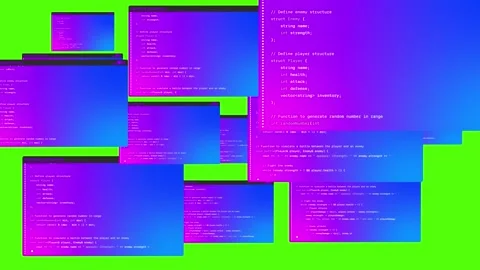 Video transition animation with stylized gradient violet programming windows Stock Footage 269924061