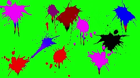 Video transition, from black to green, multicolor blots Stock Footage 153787929
