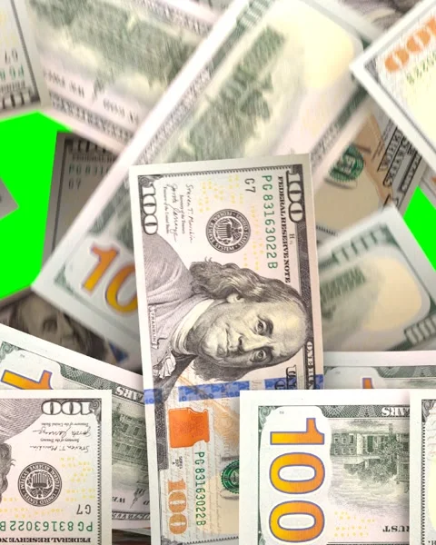 Video transition of falling dollars Stock Footage 296000511