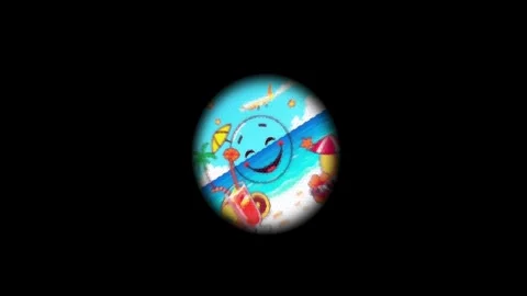 Video transition on summer vacation theme: a smiley appears and disappears .. Stock Footage 303474324